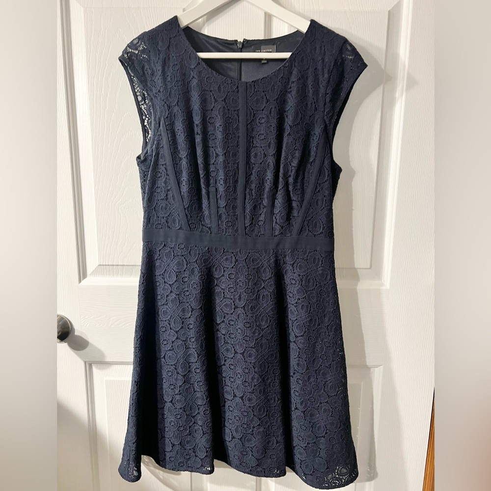 The Limited navy blue lace overlay dress.